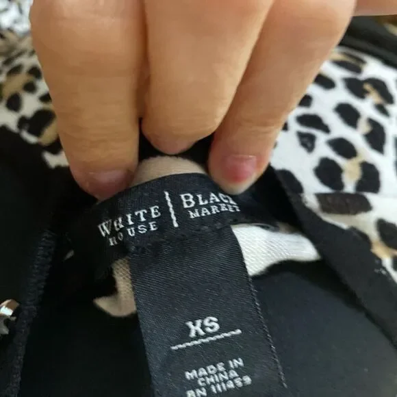 - White House Black Market black and leopard blouse in size XS - Picture 7 of 8